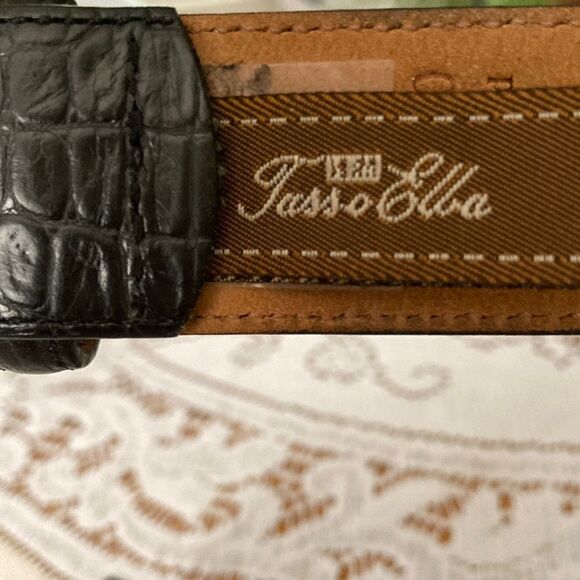 Tasso Elba Black Croc Embossed Italian Leather Bronze Color Buckle Men’s 36 - Picture 2 of 10